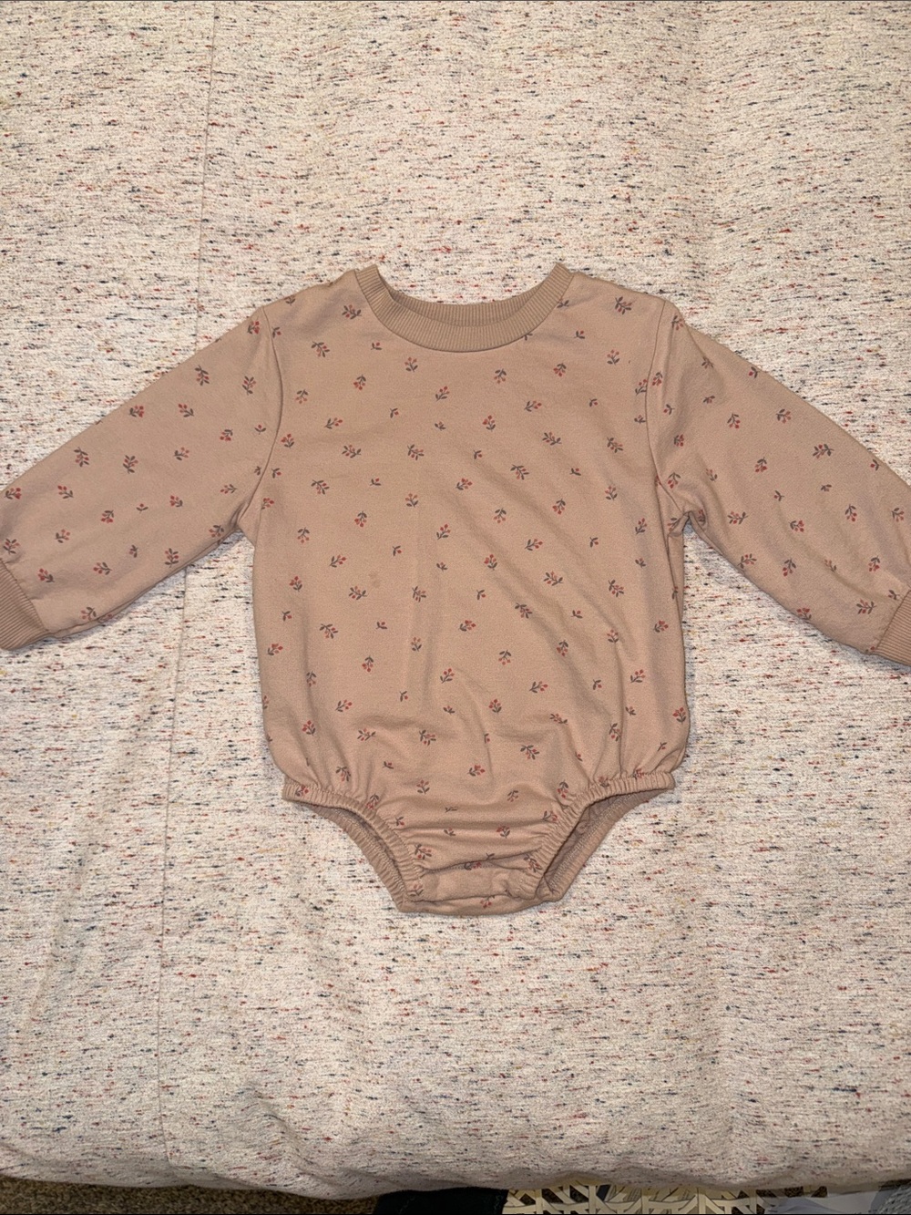Long-Sleeve Mauve Floral Baby One-Piece